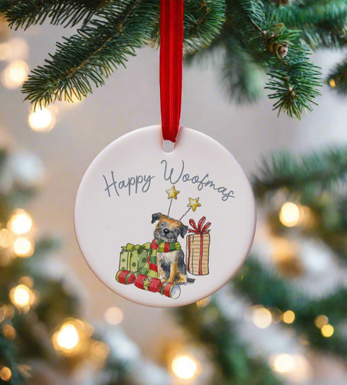 Border Terrier Ceramic Circle Decoration